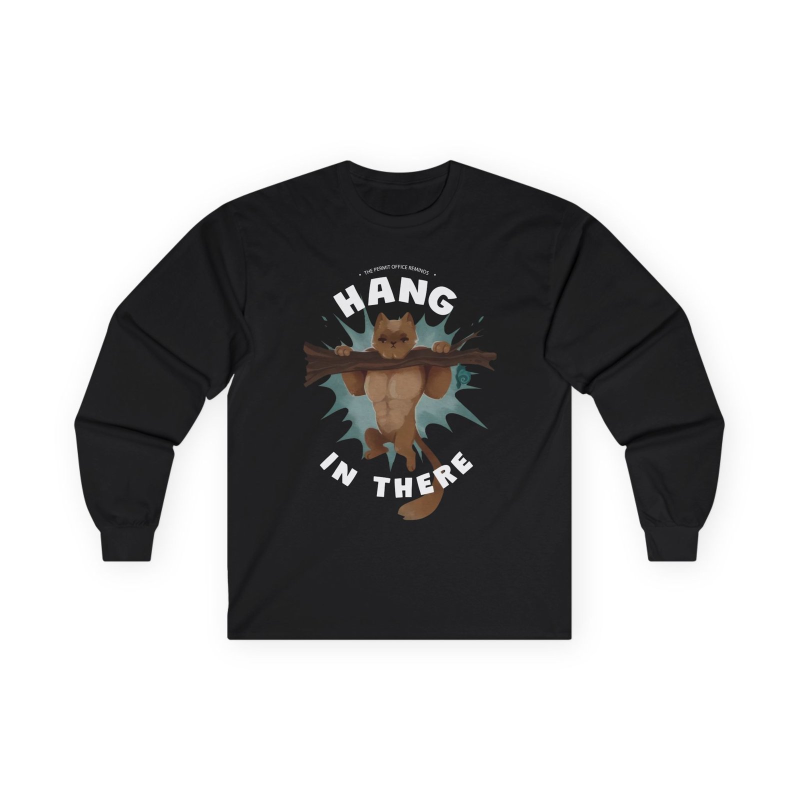 Grian Hang in There Permit Office Cat Unisex Ultra Cotton Long Sleeve Tee