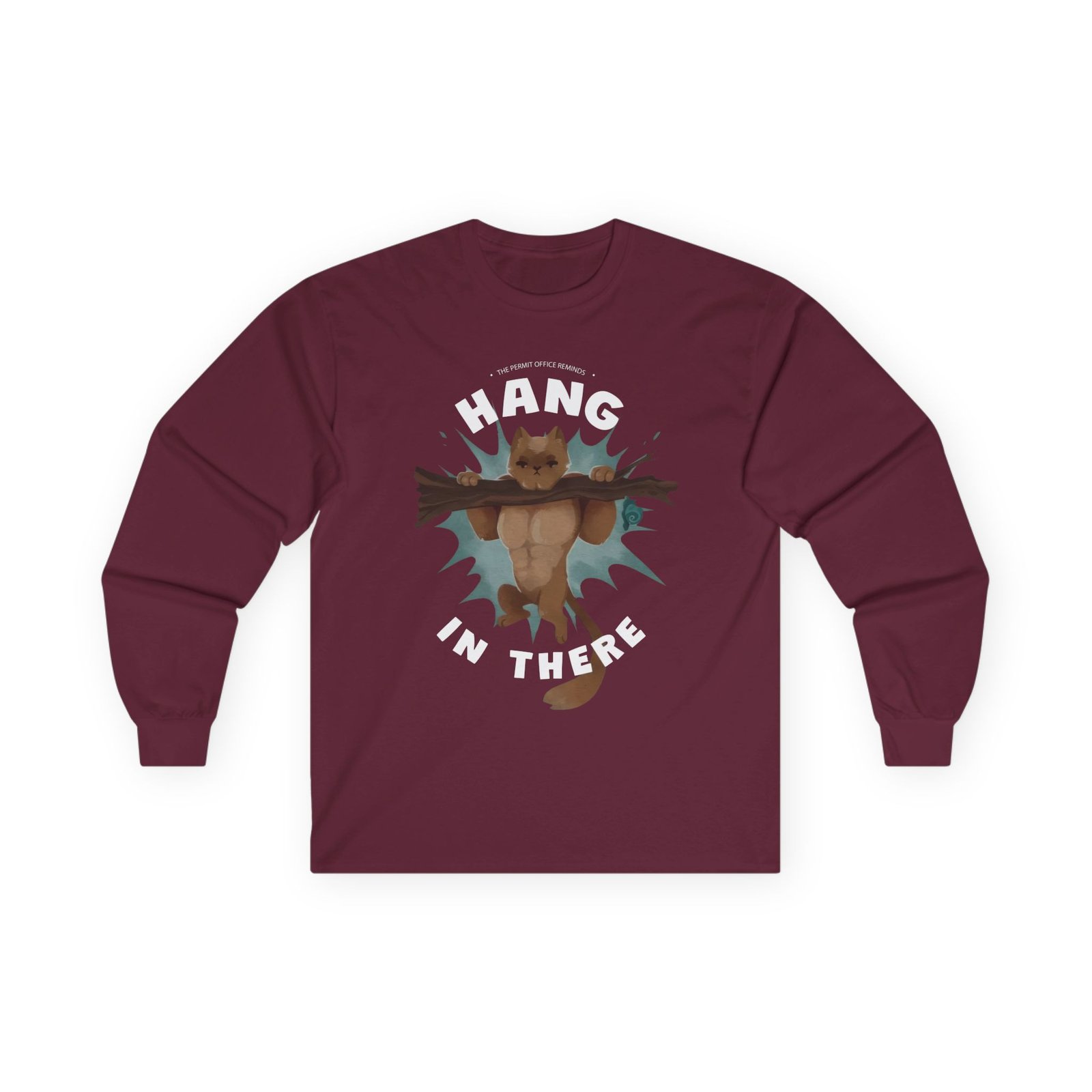 Grian Hang in There Permit Office Cat Unisex Ultra Cotton Long Sleeve Tee - Image 3